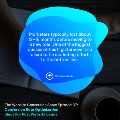 Marketers typically last about 12-18 months before moving to a new role. One of the biggest causes of this high turnover is a failure to tie marketing efforts to the bottom line. Podcast Episode 37