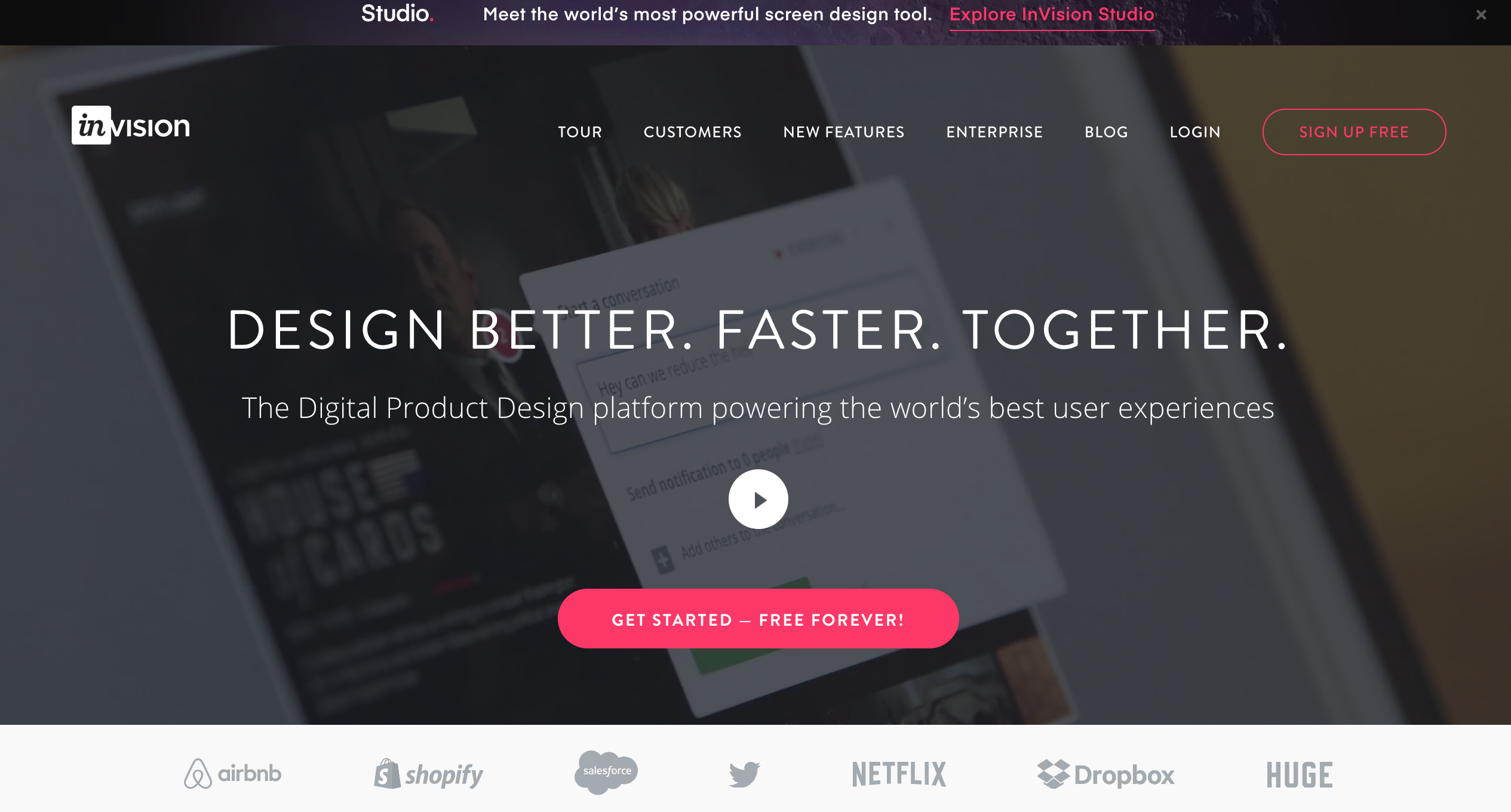 invision saas marketing example