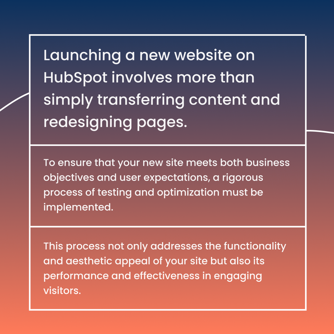Text explaining why launching a new website on HubSpot involved more than simply transferring content and redesigning pages
