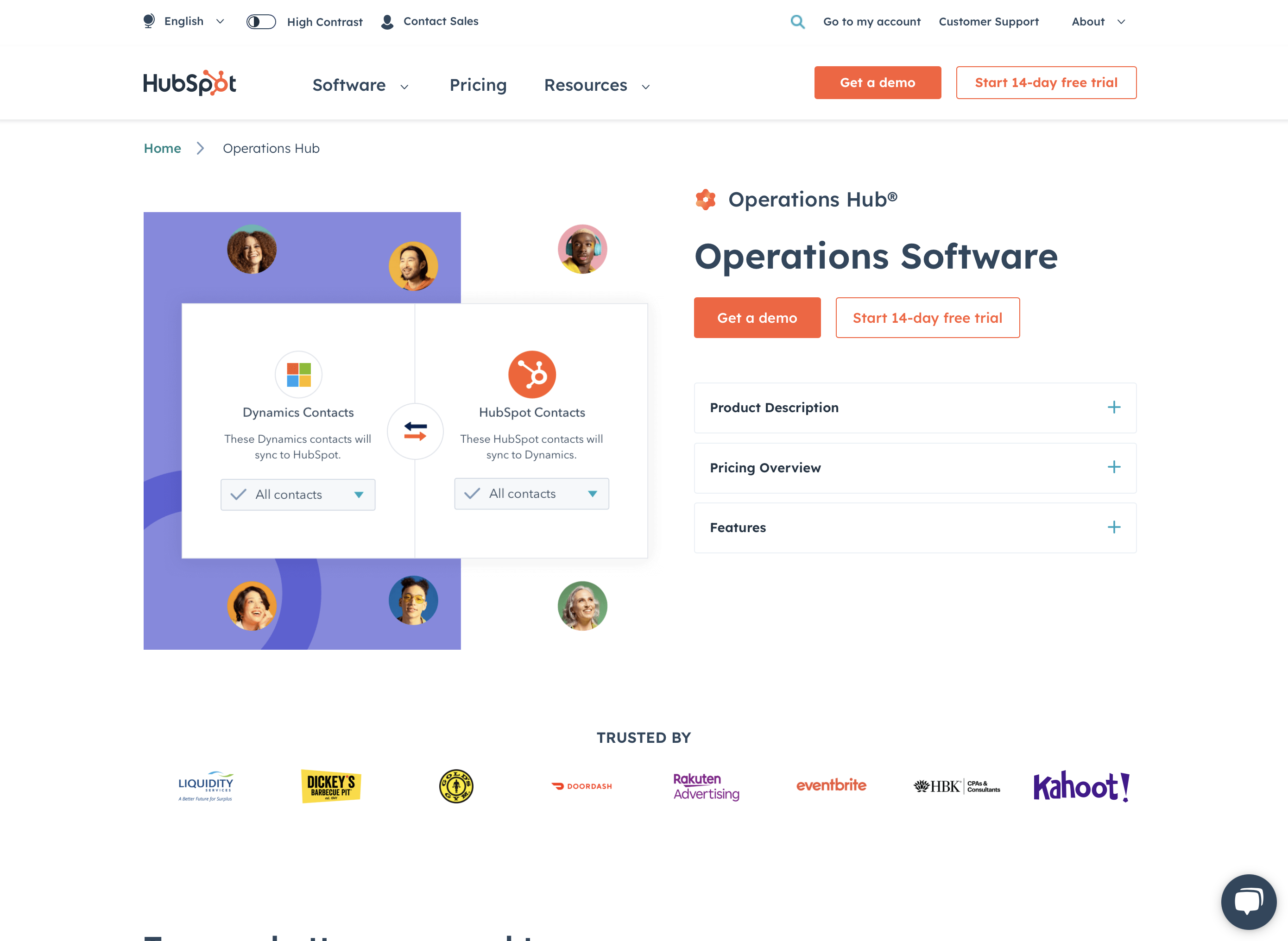 Hubspot operations hub homepage