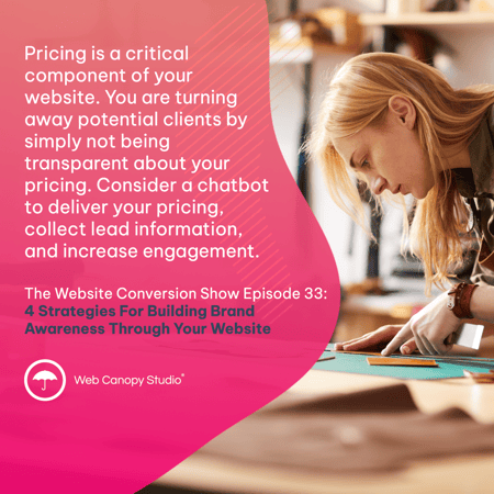 Pricing is a critical component of your website. You are turning away potential clients by simply not being transparent about your pricing. Consider a chatbot to deliver your pricing, collect lead information, and increase engagement.