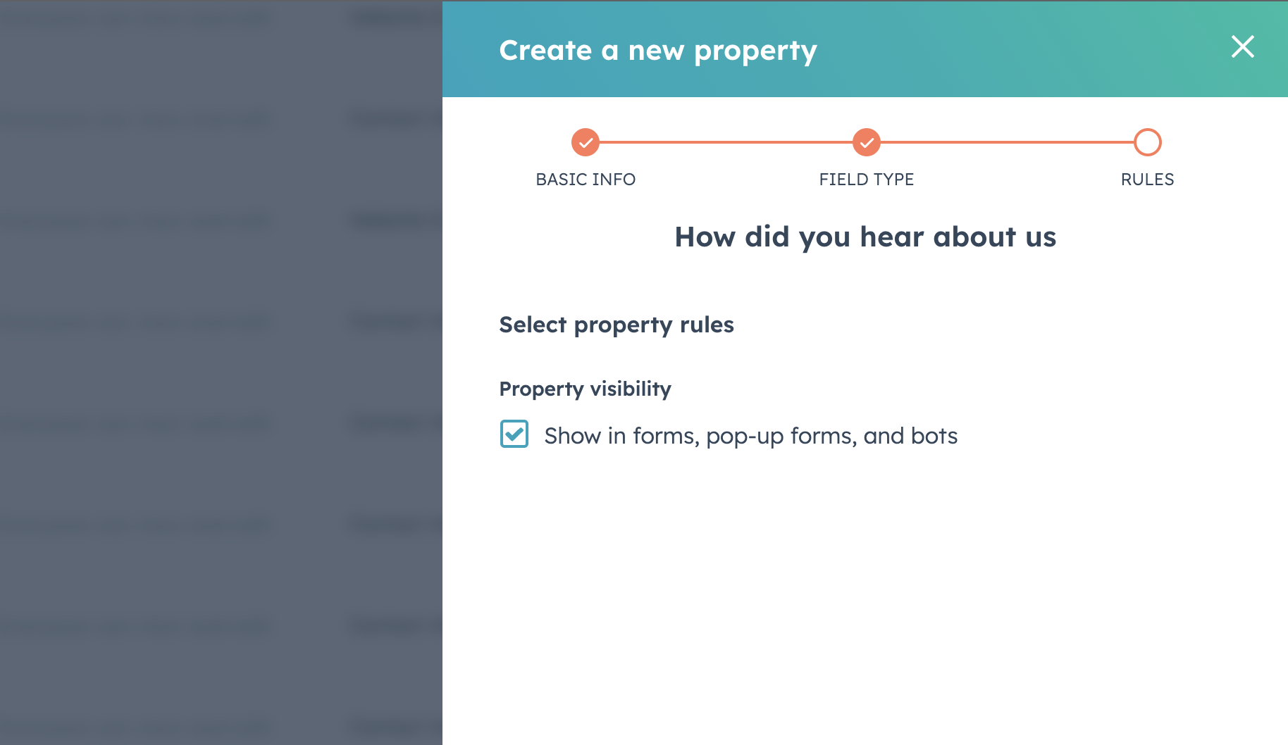 custom property form setting