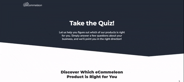other landing pages could lead you to take a quiz like this example from ecommeleon
