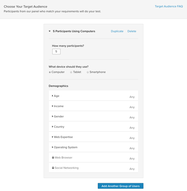 user testing screening